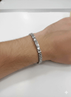 Siyah Deri / Çelik  Erkek Deri Bileklik 20 Cm  - Ebl0034