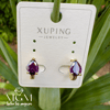 Xuping Mor Taşlı Su Damlası Küpe - Kp00215