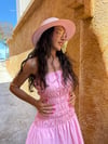  Pembe Straplez Büzgülü Elbise - 1156