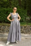 Açık Mavi Kareli Elbise - 1281