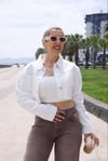Bej Lazerli Crop Ceket - 1261