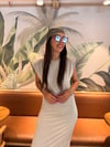 Bej  Vatkalı Elbise - 1161