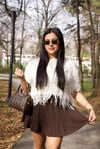 Beyaz Püsküllü Triko Kazak - 1131