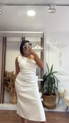 Beyaz Tek Kol Midi Elbise - 1180