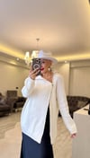 Beyaz Yan Fermuarlı Triko - 1148