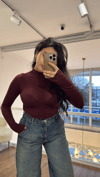 Bordo Büzgülü Transparan Bluz - 1161