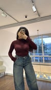 Bordo Büzgülü Transparan Bluz - 1161