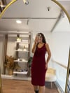 Bordo İkili Triko elbise-1023