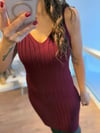 Bordo İkili Triko Elbise-1045