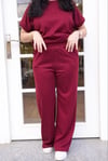 Bordo Taşlı Eşofman Takım - 1244