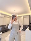 Gri İp Detaylı Askılı Bluz - 1142
