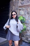 Gri Oversize Simli Triko Kazak - 1160