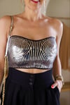 Gri Payetli Straplez Crop - 1232