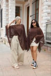 Kahverengi  Şifon Pelerin Bluz - 1267