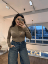 Krem Büzgülü Transparan Bluz - 1161