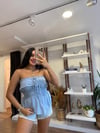 Mavi Straplez Bağcıklı Bluz - 1182