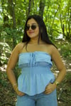 Mavi Straplez Bağcıklı Bluz - 1182