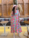 Pembe Desenli Elbise - 1149