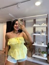 Sarı Straplez Bağcıklı Bluz - 1182