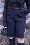 Siyah Bermuda Jean - 1155