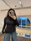 Siyah  Büzgülü Transparan Bluz - 1161