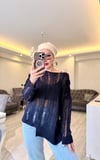 Siyah  Delikli Triko - 1147