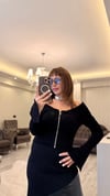 Siyah Fermuarlı Triko - 1164