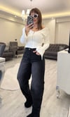 Siyah Geniş Paça Widleg Jean - 1166