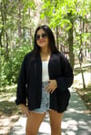 Siyah Oversize Gömlek - 1287