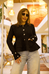 Siyah Simli Peplum Triko Hırka - 1169