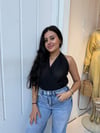 Siyah  Sırt Açık Bluz - 1185