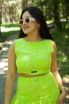 Yeşil Bisiklet Yaka Crop - 1273