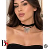 Gümüş Kaplama Güneş Siyah Kadife Kadın Choker