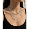 Gümüş Kaplama Kadın Çoklu Choker Kolye