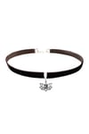 Kahverengi Kadife Lotus Çiçeği Choker Kolye