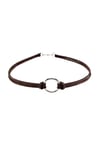 Kahverengi Kadın Süet Round Choker