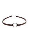 Kahverengi Kadın Süet Round Choker