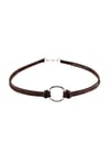 Kahverengi Kadın Süet Round Choker