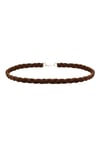 Kahverengi Süet Saç Örgülü Kadın Choker