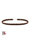 Kahverengi Süet Saç Örgülü Kadın Choker