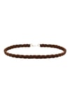 Kahverengi Süet Saç Örgülü Kadın Choker