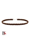 Kahverengi Süet Saç Örgülü Kadın Choker