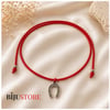 Kırmızı Makrome İp - Nal -  Şans -  Uğur Kadın Choker
