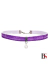Mor Renk Kadife Kadın Akrilik Inci Choker Kolye