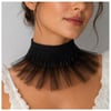 Siyah Organze Tül - Saten - Siyah El İşi Boncuk Kadın Choker 