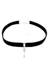 Siyah Renk Kadife Kadın Anahtar Choker Kolye