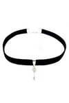 Siyah Renk Kadife Kadın Anahtar Choker Kolye