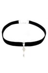 Siyah Renk Kadife Kadın Anahtar Choker Kolye
