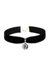 Siyah Renk Kadife Kadın Madalyon Choker Kolye