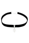 Siyah Renk Kadife Kadın Yonca Choker Kolye